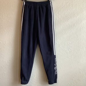 Adidas Navy  Blue Joggers with White Accents